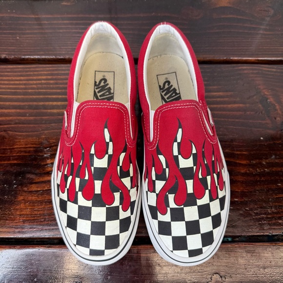 Vans Classic Slip-On Flame Checkerboard Shoes – Women’s 8 / Men’s 6.5 - Picture 5 of 8